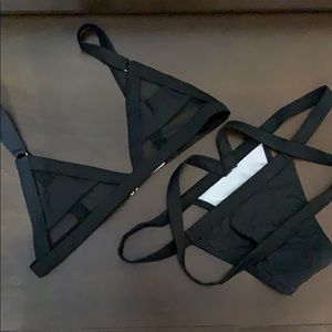 ZAFUL Mesh Panel Bandage Bikini - Black